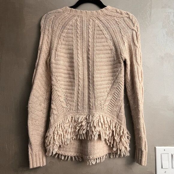 Banana Republic Italian Yarn Cable Knit Fringe Sweater - Picture 3 of 3